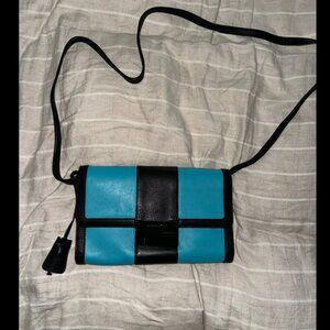 Michael Kors Turquoise Colorblock Leather Clutch